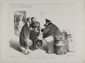 En rättvis belöning till plikttrogna väljare, plansch 404 av Honoré Victorin Daumier