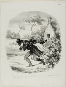 En herre som ville studera binas levnadsvanor alltför noga, plansch 6 ur Pastorales av Honoré Victorin Daumier