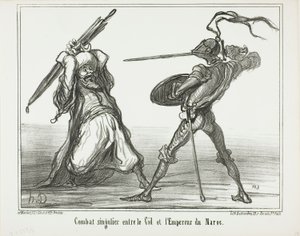 En ovanlig strid mellan El Cid och kejsaren av Marocko, plansch 117 från Actualités av Honoré Victorin Daumier