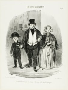 En ung man som är familjen Badinguets stolthet och hopp, plansch 16 från Les Bons Bourgeois av Honoré Victorin Daumier