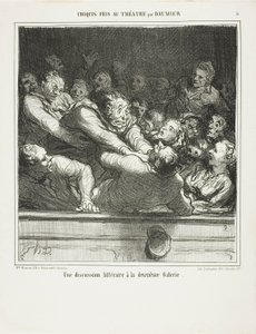 Ett litterärt argument på den andra nivån, plansch 3 från Croquis Pris Au Théatre par Daumier av Honoré Victorin Daumier