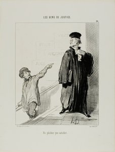 En ganska missnöjd processande part, plansch 26 från Les Gens De Justice av Honoré Victorin Daumier