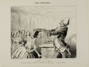 Kvinnornas akademi. En ny Richelieu, grundare av en ny akademi av ett annat slag.... av kvinnligt kön, plansch 33 från Revue Caricatureale av Honoré Victorin Daumier