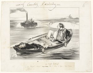 Ett obehagligt möte, plansch sexton från Les Canotiers Parisiens av Honoré Victorin Daumier