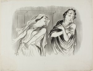 Andromache. "- Vår familjs öde var den skoningslösa döden, min man torterades till slutet av sitt andetag", plansch 6 ur Physionomies Tragiques av Honoré Victorin Daumier