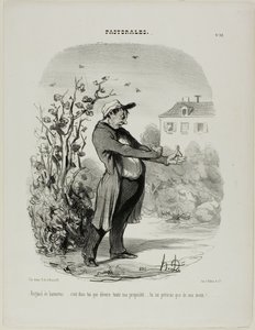 "Brigand of a may-bug ... det är du som slukar all min egendom. Du skall förgås genom min hand!", plansch 32 ur Pastorales av Honoré Victorin Daumier