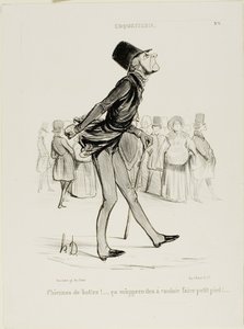 Jävla stövlar! Det kommer att lära mig att ta mindre steg..." plansch 6 från Coquetterie av Honoré Victorin Daumier