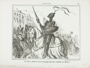 El Cid ger sig också ut på fältet för att slåss mot morerna, plansch 116 från Actualités av Honoré Victorin Daumier