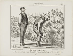 Känslor från landsbygden. "- Måste se hur vinet växer ... har aldrig sett det förut ...", plansch 436 från Actualités av Honoré Victorin Daumier
