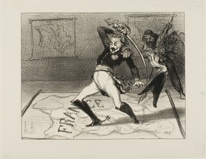 Kejsar Nicolas arbetar i sitt kabinett, plansch 94 från Actualités av Honoré Victorin Daumier
