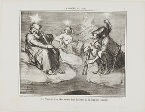 Även planeterna följer med intresse den berömda kometens ankomst, plansch 9 från La Cométe De 1857 av Honoré Victorin Daumier