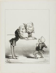 Fader Molé med nyårspresenter till lilla Thiers, plansch 62 från Actualités av Honoré Victorin Daumier