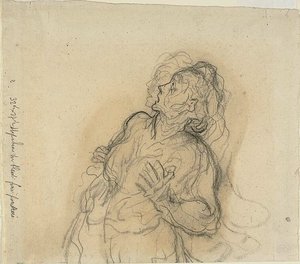 Skrämd kvinna av Honoré Victorin Daumier