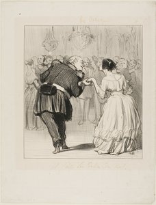 Han njuter av bollen, tallrik 10 från Les Banqueteurs av Honoré Victorin Daumier
