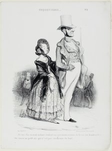 "Jag säger till mig själv: skulle någon tro att vi kommer från Rue des Lombards... Vi ser verkligen inte ut som konditorer alls", plansch 2 från Coquetry av Honoré Victorin Daumier