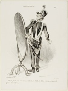 "Jag vet faktiskt inte hur de såg ut vid Austerlitz, men de kunde knappast ha sett bättre ut", plåt 7 från Coquetterie av Honoré Victorin Daumier