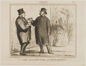 Det är konstigt: ingenting tar sig upp på börsen, inte ens kastanjeträden!, platta 520 från Actualités av Honoré Victorin Daumier