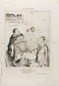 Marius i Karthago. Soldat, säg till senaten att jag i min ädla fattigdom har tagit en ruin som stol och om jag var i Sylla skulle jag inte sitta här. (Ordvits tillskriven M. Cousin), plansch 35 från Histoire Ancienne av Honoré Victorin Daumier