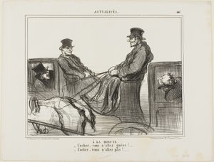 Betalas per minut. "- Förare, du rör dig knappt! - Förare, du rör dig inte alls!", platta 447 från Actualités av Honoré Victorin Daumier