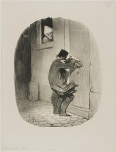 Past Midnight, platta 19 från Locataires et Propriétaires av Honoré Victorin Daumier