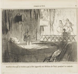 Förslag till förbättring för teatrarna i Paris, som inte kommer att undgå att ha sin effekt under hunddagarna, plansch 4 från Croquis d