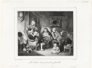 Tidningsläsning i familjekretsen av Honoré Victorin Daumier