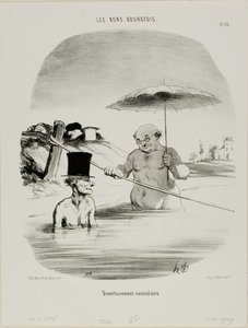 Avkoppling under hunddagarna, plansch 33 från Les Bons Bourgeois av Honoré Victorin Daumier