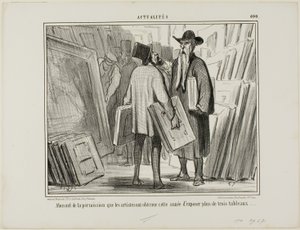 Vissa konstnärer utnyttjar årets tillstånd att ställa ut fler än tre målningar, platta 400 från Actualités av Honoré Victorin Daumier