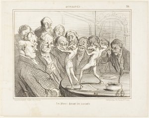 Aztekerna före vetenskapsmännen, plansch 211 från Actualités av Honoré Victorin Daumier