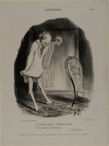 Bomullsklänningen faller, människan blir kvar och kalven bleknar (J.B. Rousseau), plansch 10 från Coquetterie av Honoré Victorin Daumier