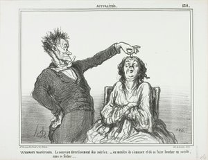 Diamanthypnotisören. Ett nytt tidsfördriv på kvällsfester - eller hur man har roligt och får någon att kisa, utan att råka illa ut, platta 134 från Actualités av Honoré Victorin Daumier