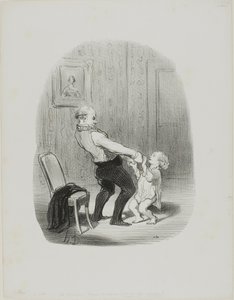 The First Dance Lession, från Les Papas av Honoré Victorin Daumier