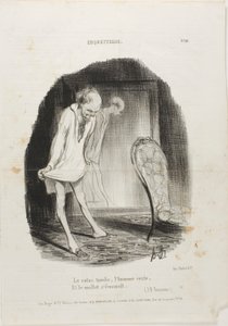 Klänningen faller, mannen är kvar och benen skakar. (J.B. Rousseau), plansch 10 från Coquetterie av Honoré Victorin Daumier