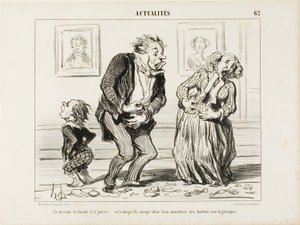 Interiören i en familj den 2 januari - eller faran med att konsumera omåttligt ohygieniska sötsaker, plansch 62 från Actualités av Honoré Victorin Daumier