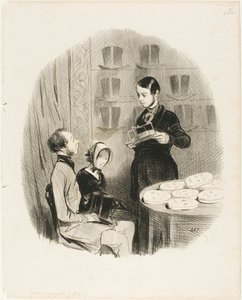 Jayotypen. "- Mr Jay: Är herrn gift - Gentlemannen: Javisst, men hur i helvete visste ni det - Mr Jay: Åh, det är att detta instrument är perfekt, att ingen krökning av huvudet, ingen bula i pannan kan undkomma det. - Gentlemannen: Hur av Honoré Victorin Daumier