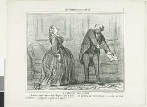 Professorns lektion, plansch fem ur Les Comédiens de Société av Honoré Victorin Daumier