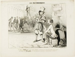 The Mountebanks. "- Åh Maître Bilboquet, vi har fått nog... de här clownerna kommer att stjäla vår show! Oroa dig inte, Gringaillet, de är inga konkurrenter, de är bara komiker!", från Les Saltimbanques av Honoré Victorin Daumier
