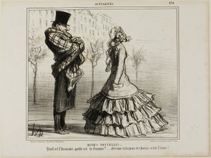 Det nya modet. Vilken är mannen, vilken är kvinnan... gissa om du kan och välj om du vågar, platta 270 från Actualités av Honoré Victorin Daumier