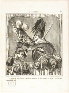 Den nya napolitanska pajasen. Tar emot djävulens gratulationer istället för att bli bortförd av honom, plansch 229 från Actualités av Honoré Victorin Daumier