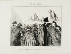 Advokaten blir sjuk, en sista utväg när hans fall också börjar se sjukt ut, plansch 30 från Les Gens De Justice av Honoré Victorin Daumier