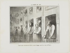 Paris gator börjar se ut så här varje kväll, plansch 7 från La Cométe De 1857 av Honoré Victorin Daumier