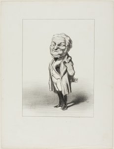 Thiers. Medborgare Thiers provar den nya svansrock som Babin just har skickat honom, plansch 4 från Les Représentans Représentés av Honoré Victorin Daumier