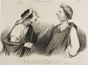 "Din hand kommer för att döda Britannicus, din bror. Jag förutser att dina slag snart kommer att träffa din mor", plansch 7 från Physionomies Tragico-Classiques av Honoré Victorin Daumier
