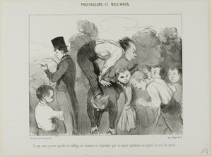 Vilket bevisar igen att redan sedan gymnasiet stöder mannen sig på axlarna på sin släkt för att gå vidare i livet, platta 30 från Professeurs Et Moutards av Honoré Victorin Daumier