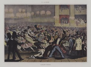 Galopfinal (lito i färg) av Honore (after) Daumier