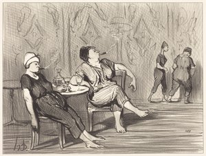Vid förfriskningskiosken av Honoré Daumier