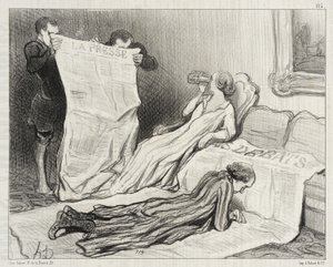 Prenumeranter som får sin tidning... av Honoré Daumier