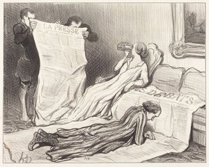 Prenumeranter som får sin tidning... av Honoré Daumier