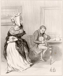 Farväl, min kära, jag ska till mina förläggare... av Honoré Daumier