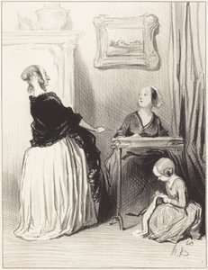 Ack! ... Vilken märklig uppfostran ni ger er dotter! ... av Honoré Daumier
